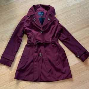 Maroon London Fog Trench Coat / Raincoat